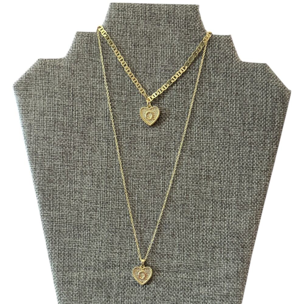 Q Heart Initial Gold Necklace & Anklet/Bracelet Set NWOT